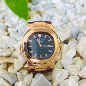P.P (Automatic) Nautilus Rose Gold Brown Belt - Black Dial